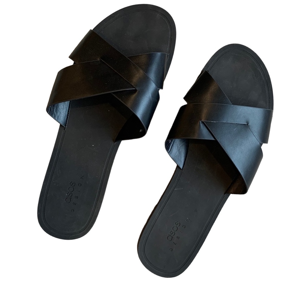 ASOS Black Slipon Slide Sandals 9W